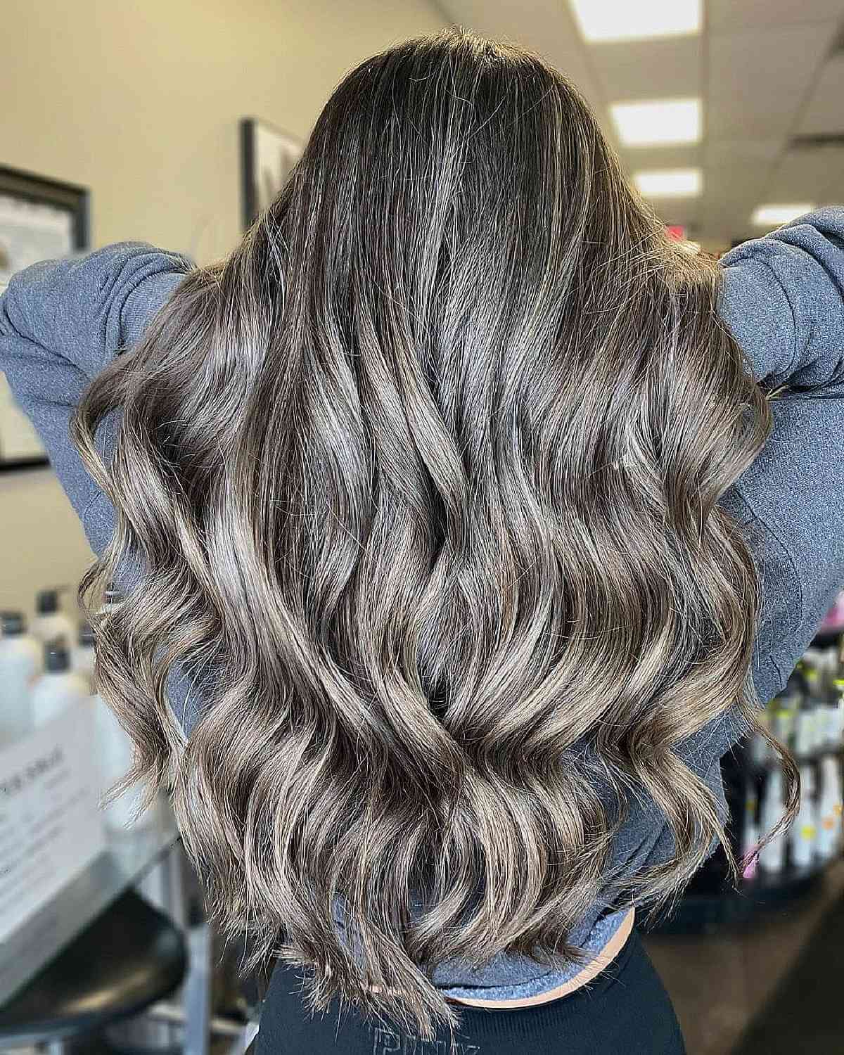 Romantic Grey Balayage Foilyage