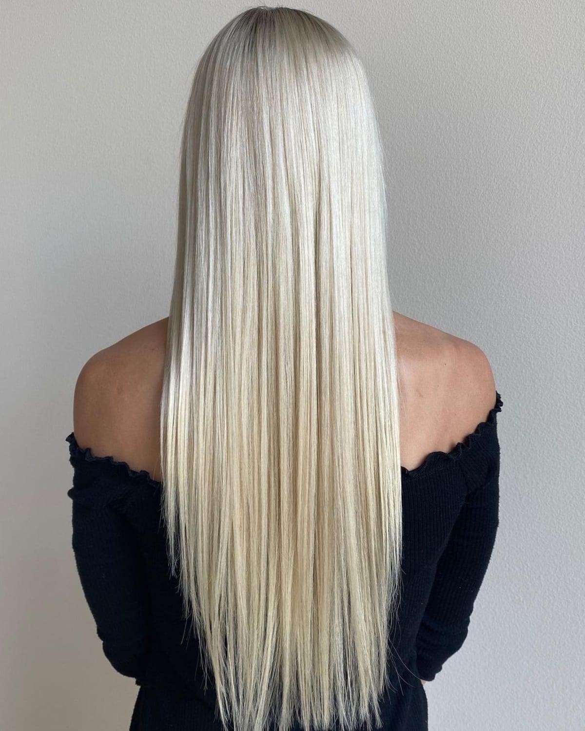Rooted Platinum Blonde on Long Straight Hair
