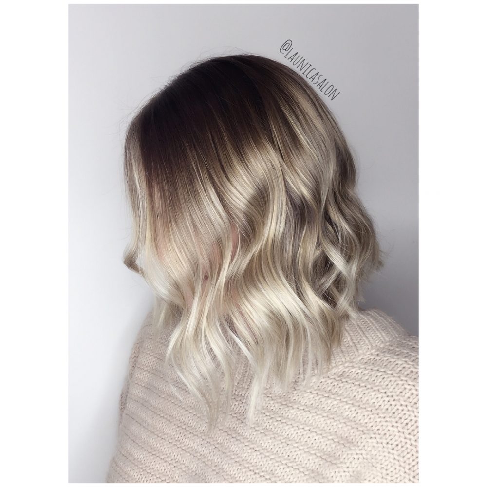 Rooty Platinum Ombre on a short haircut