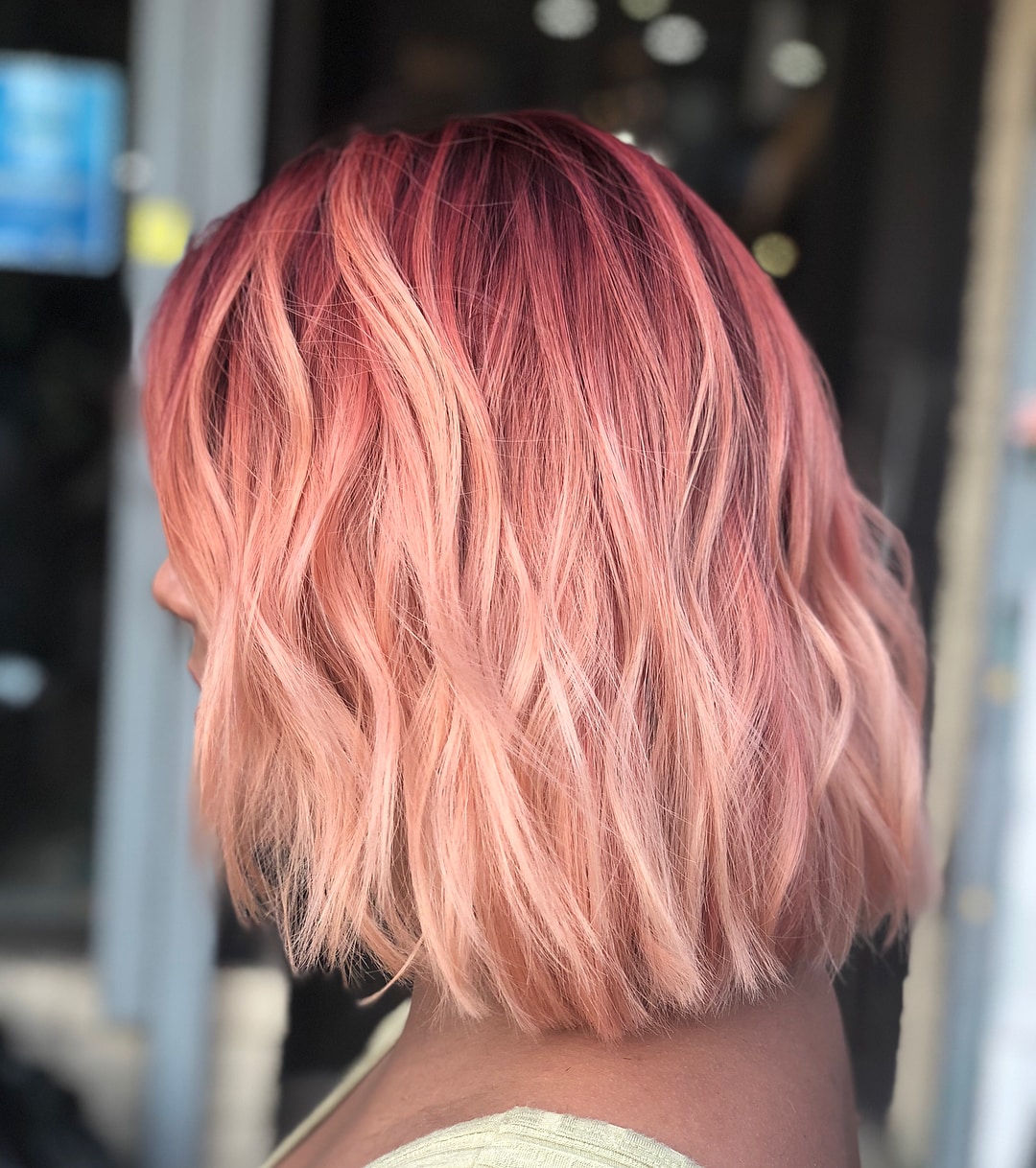 Rose Gold Beauty with Blonde Balayage