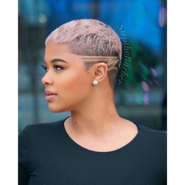  Rose Pink Pixie With Side Razor Design cute hairstyles for short hair