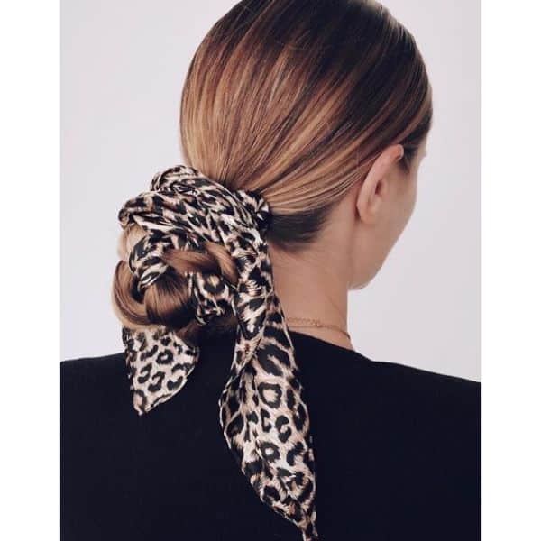 Scarfed Low Sleek Bun