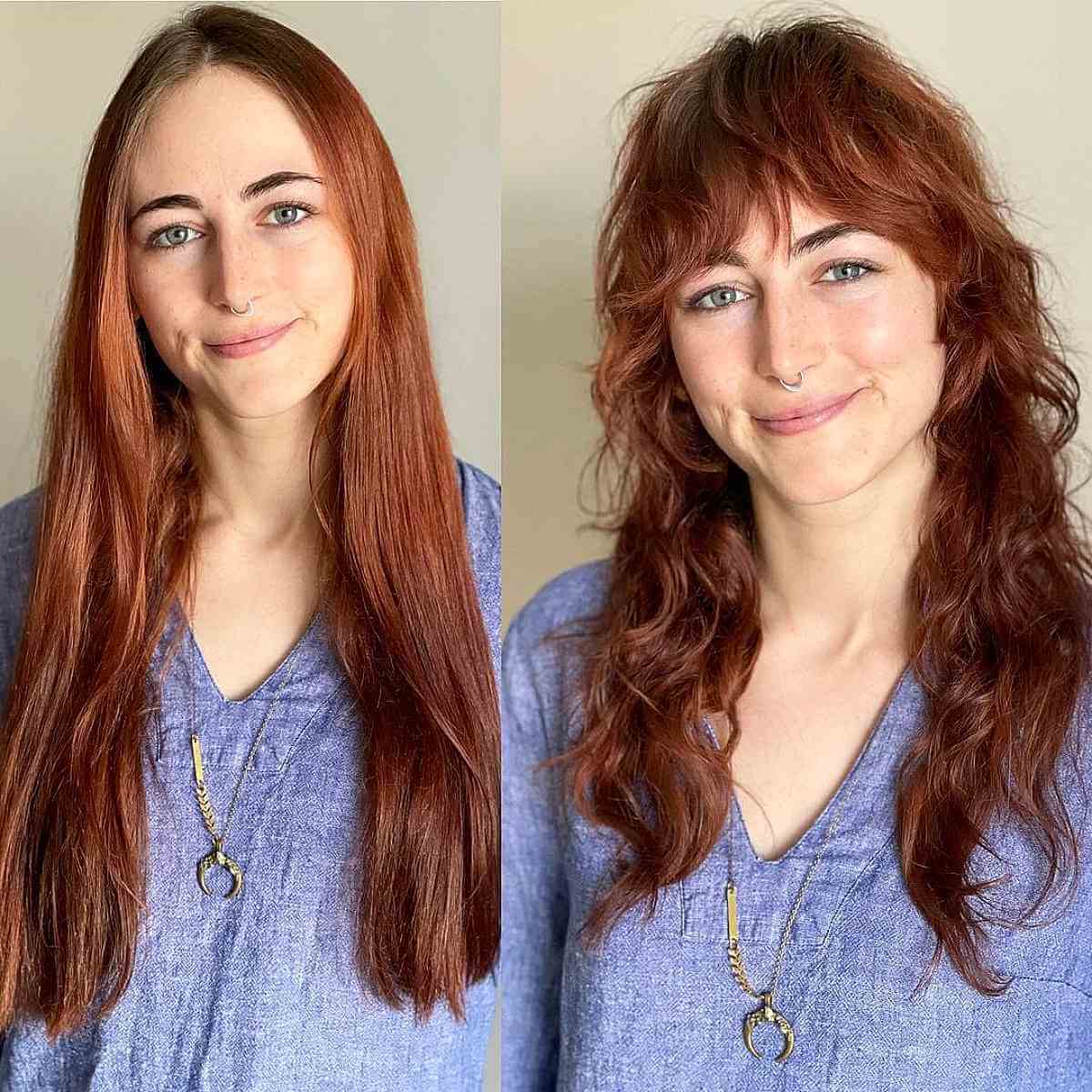 Shaggy Bangs on Long Layered Hair