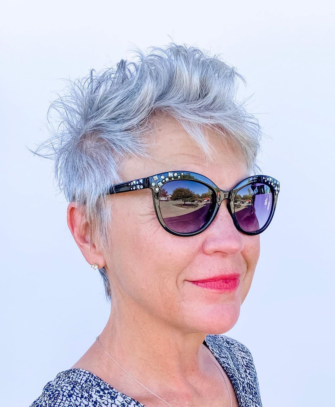 Shaggy pixie cut for older women in their 50s and 60s
