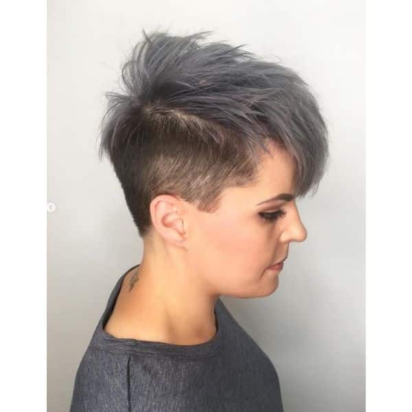 Short Ashy Grey Pixie Haircut
