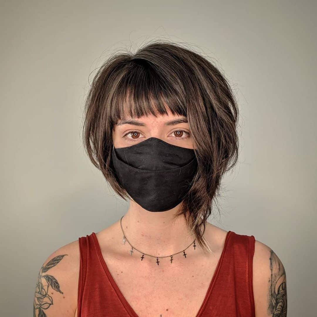 short asymmetrical bob with bangs