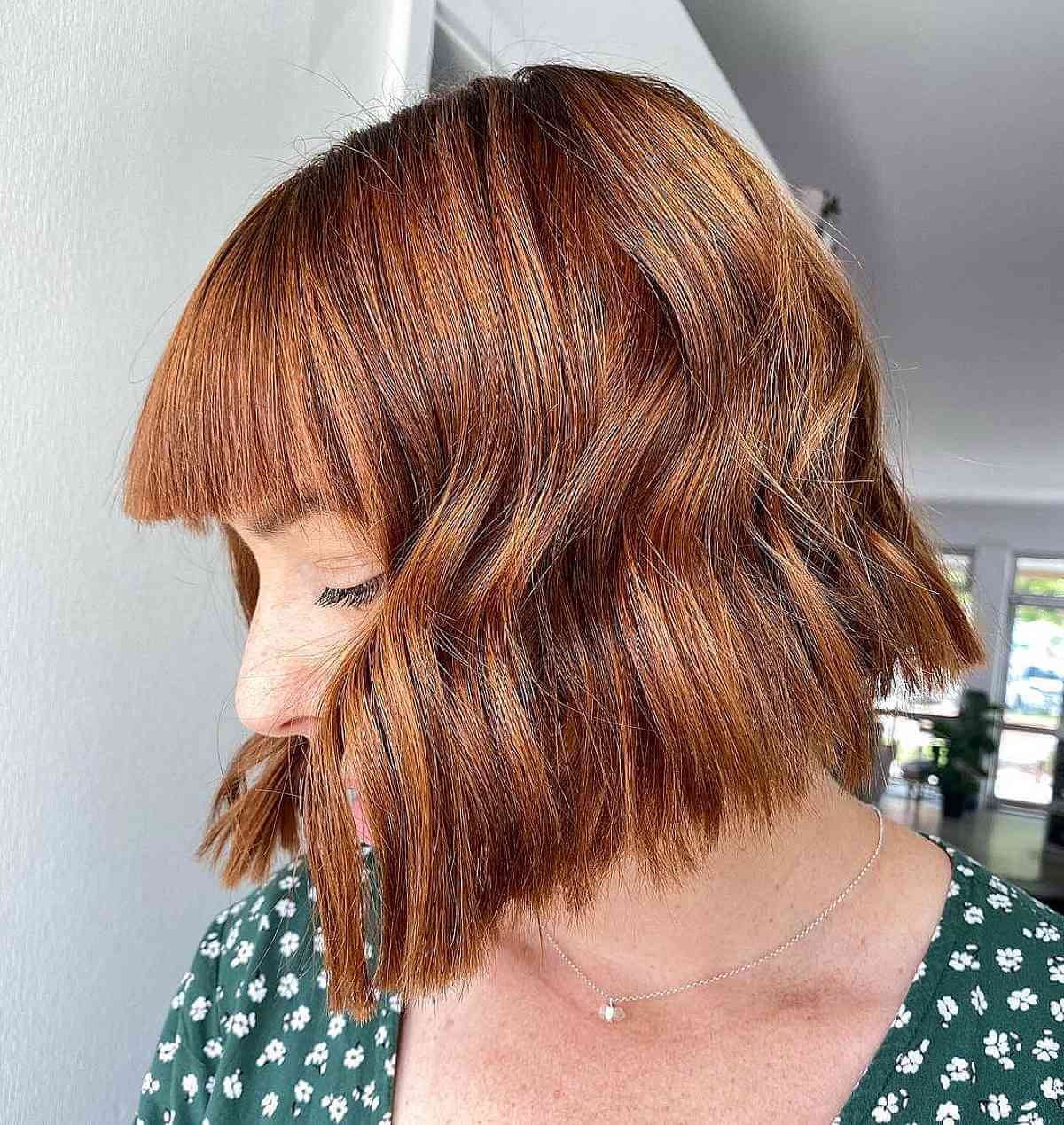 Short Auburn Hair with Copper Highlights