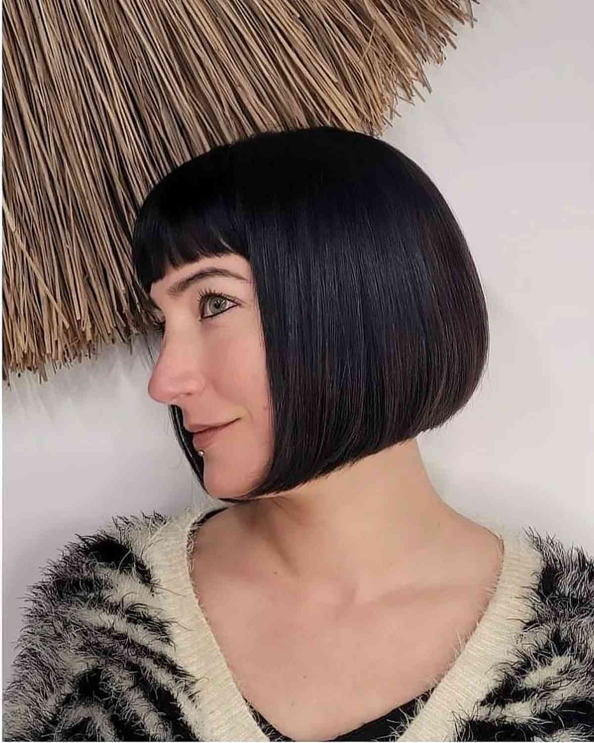 Short Black Bob With Bangs