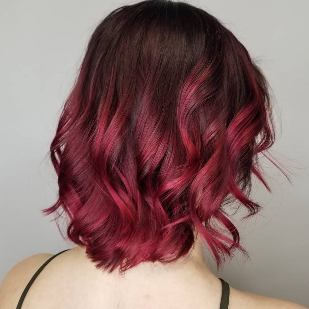 Short Black to Cherry Red Ombre