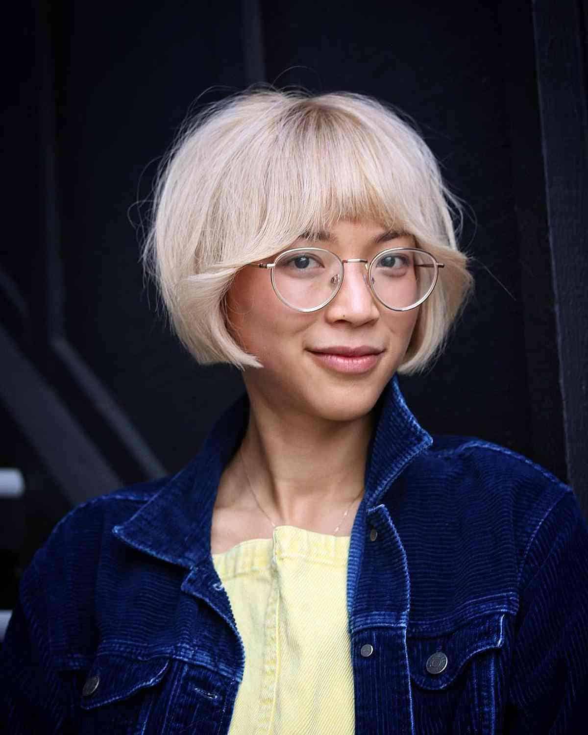 Short Blonde Bob with a Face Frame at Jaw-Length