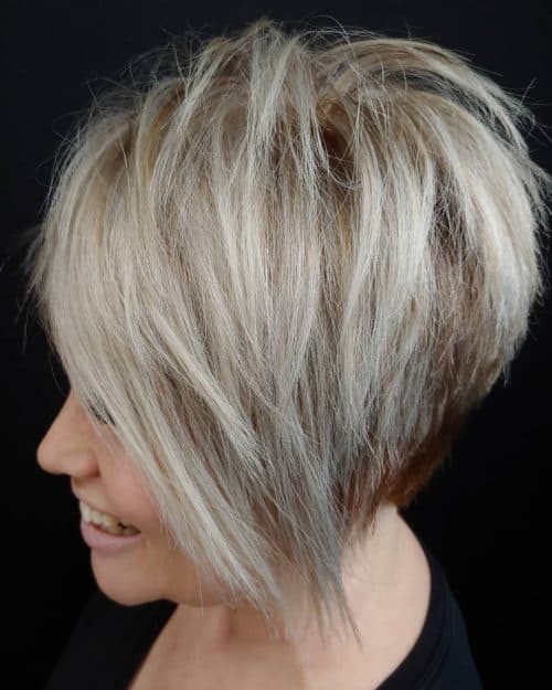 Short Blonde Hair with Long Side Fringe