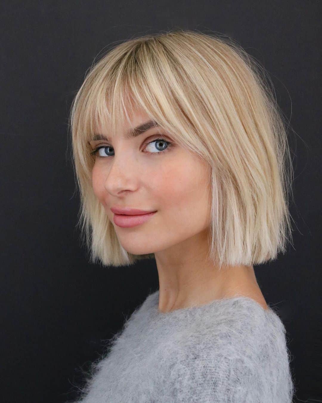 short blunt bob with See-Through Bangs