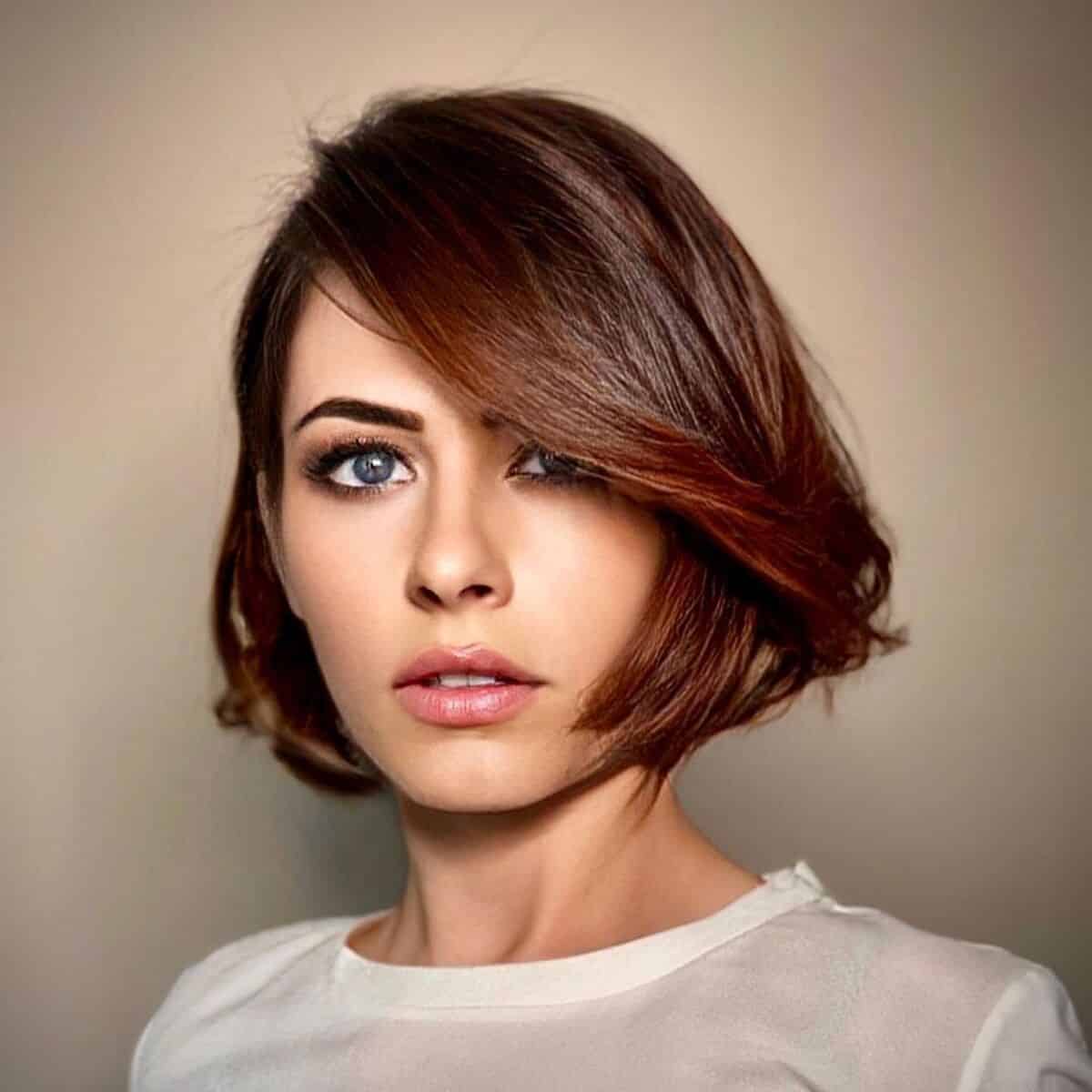 Short Bob with Long Side-Swept Fringe