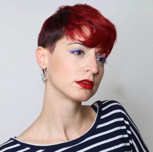 Short Bright Red to Dark Ombre with Bangs