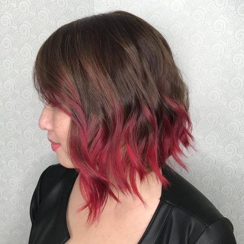 Short brown to Red ombré hair color