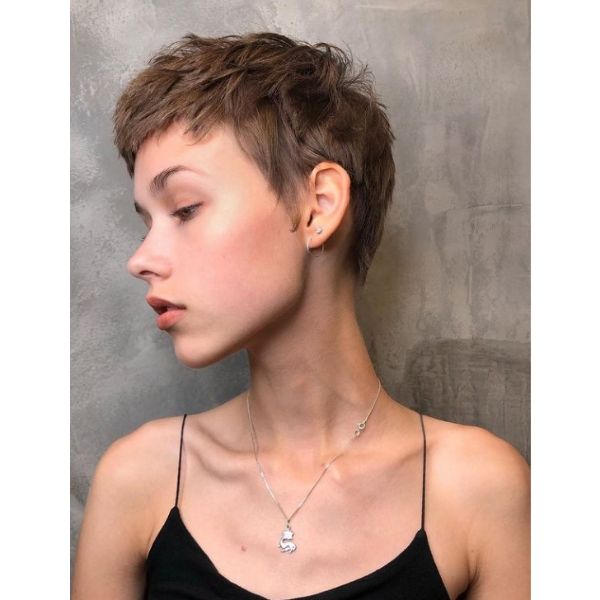 Short Chopped Natural Pixie Hairstyle For Women