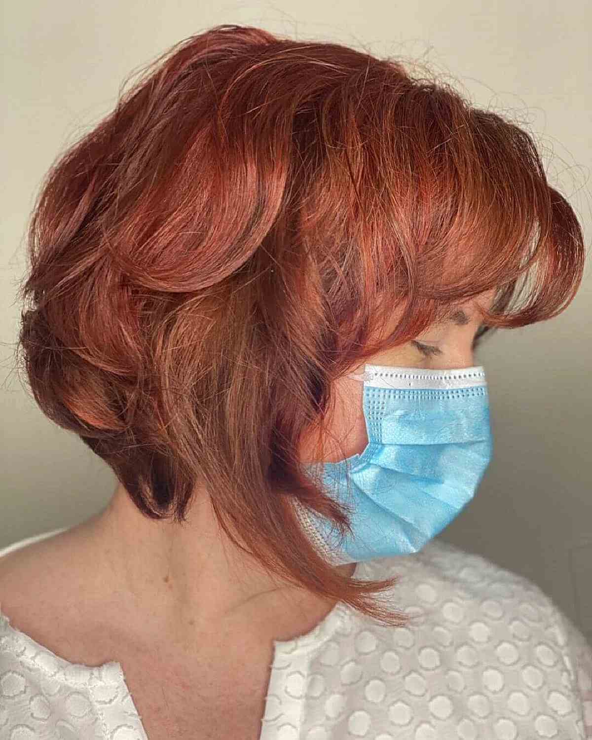 Short Cinnamon Red Hair Color on Layered Bob