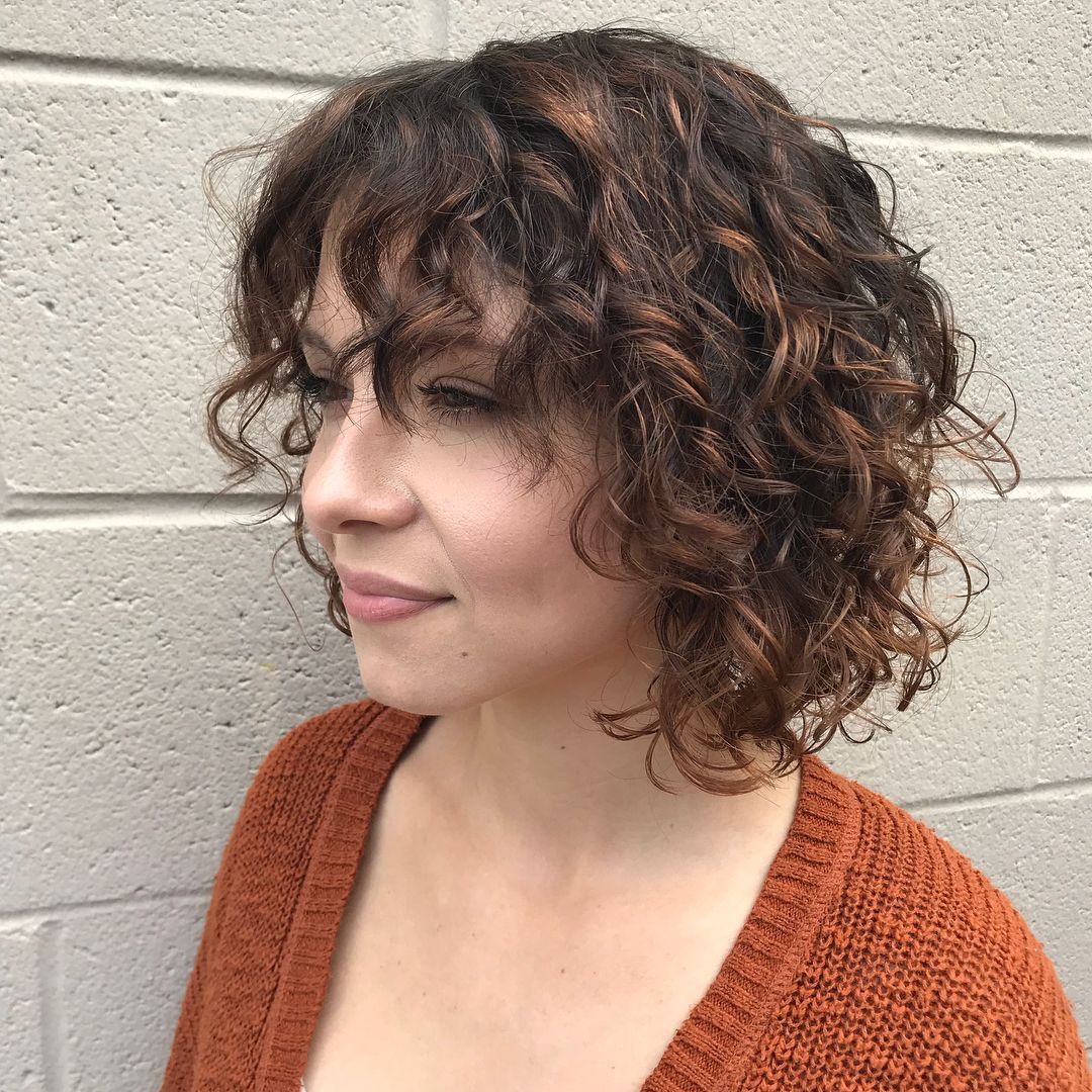 Short Curly Bob with Bangs