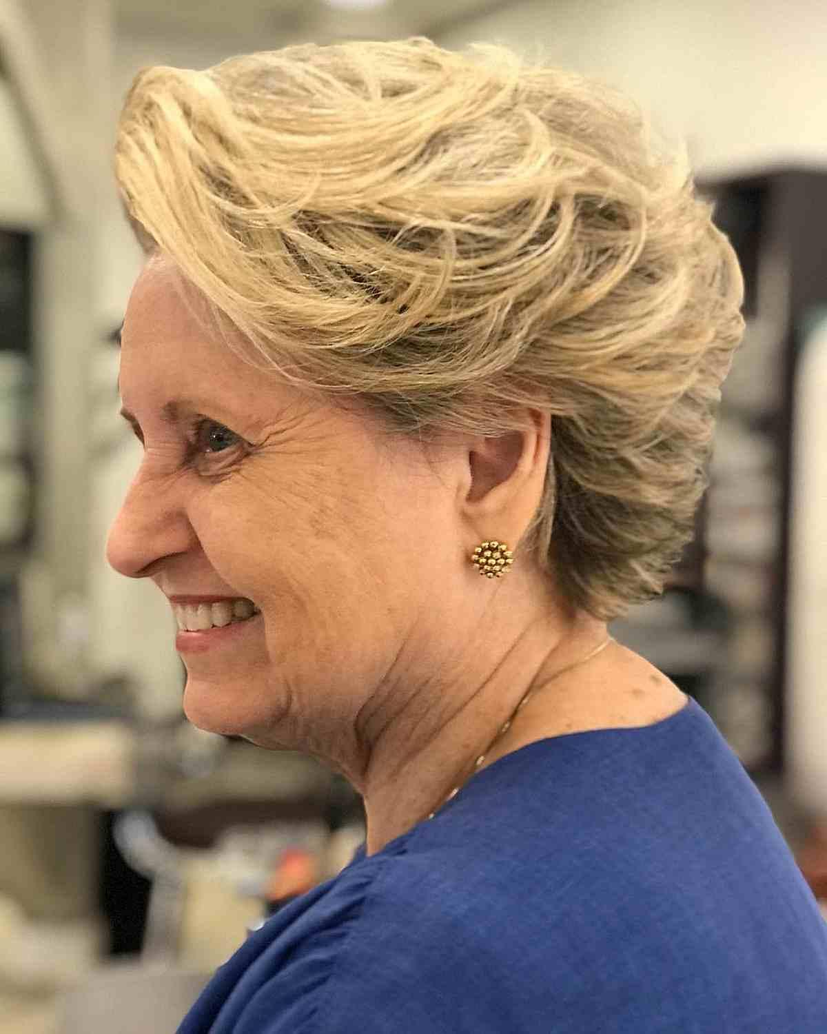 Short Feathered Bob for Older Women