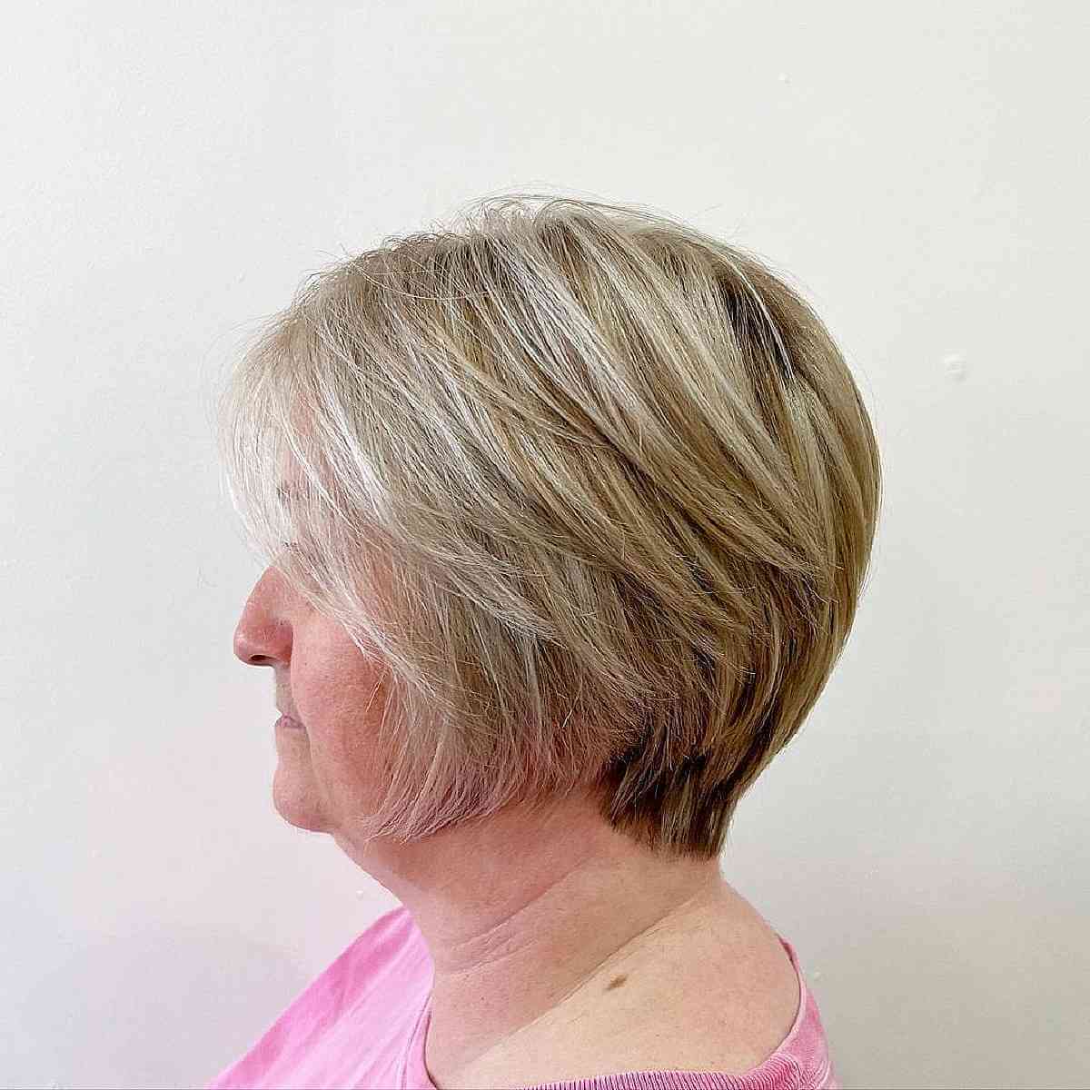 Short Feathered Cut on Women Over 60