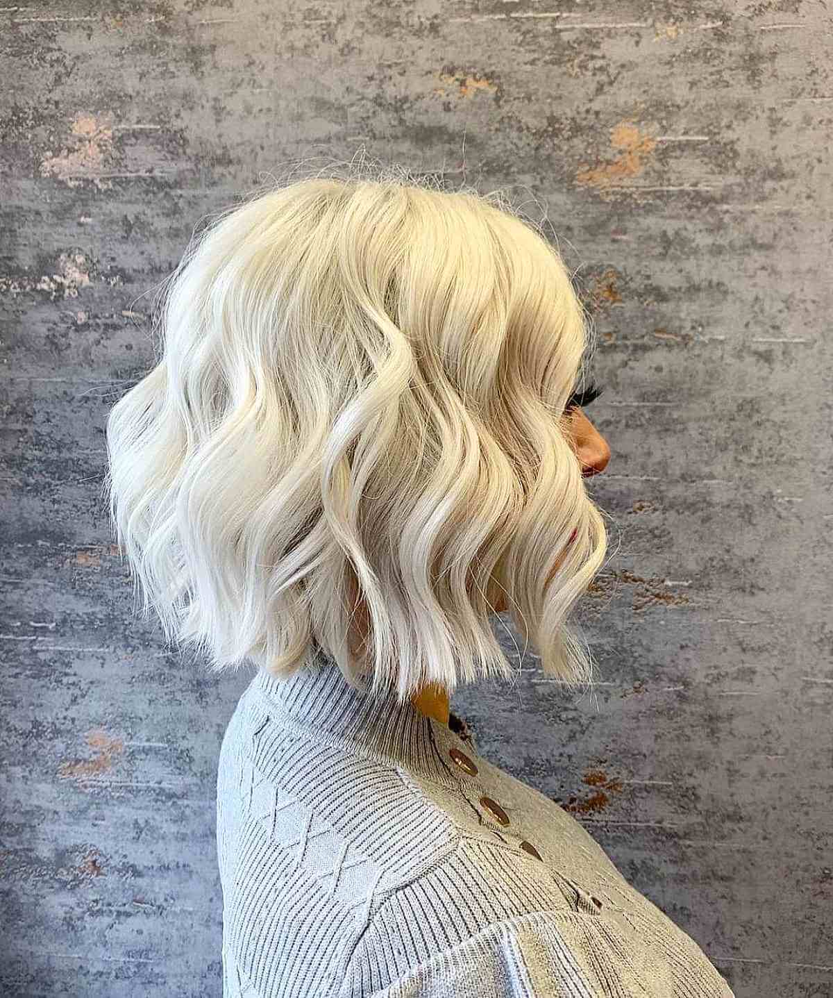 Short Feminine Blunt Bob with Loose Waves for Thick Hair