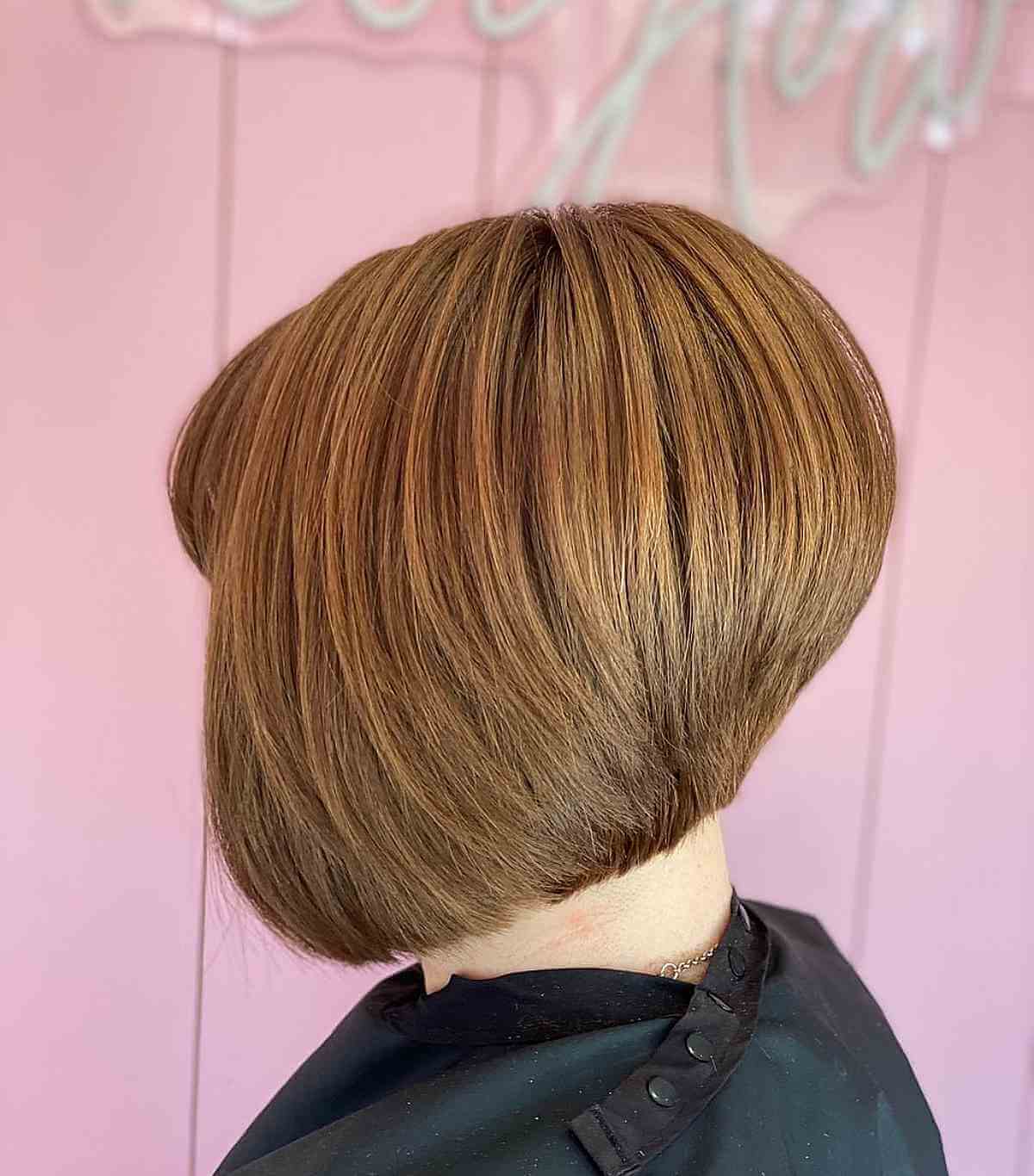 Short Graduated Bob with a Honey Auburn Color