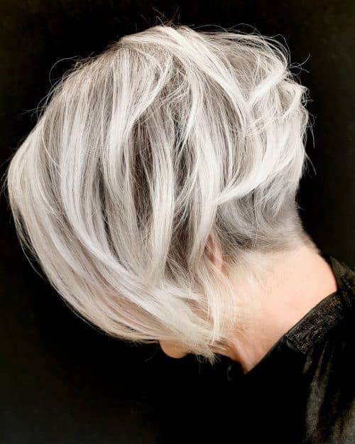 short grey hair with long bangs