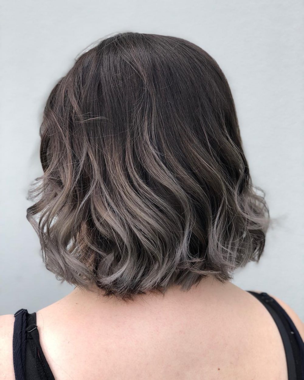 Short hairstyle with Dark Black to Metallic Ombre
