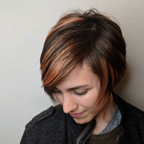 Short Hairstyle with Rose Gold Highlights