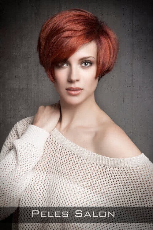 Short Hairstyle with Volume and Fringe for Long Faces