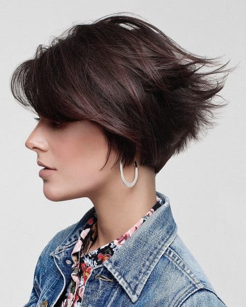 Short inverted bob with fringe