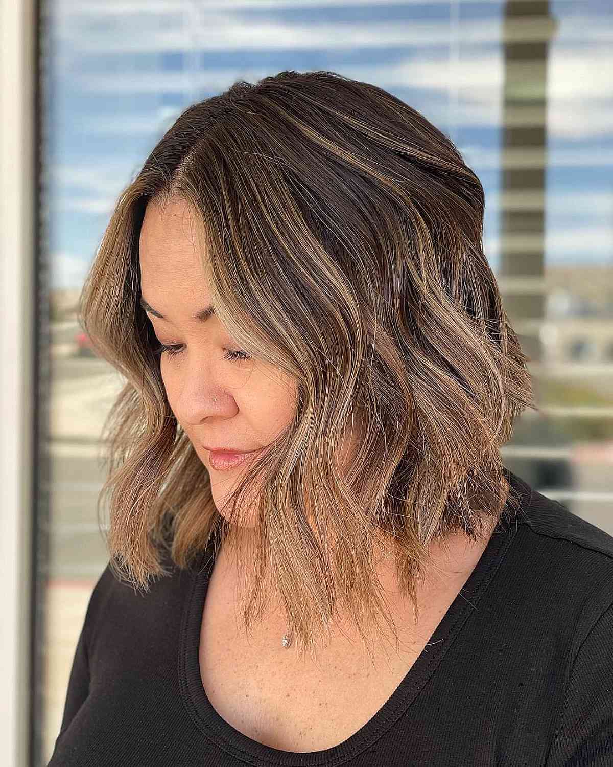 Short Light Brown Balayage Hair for Women Over 40