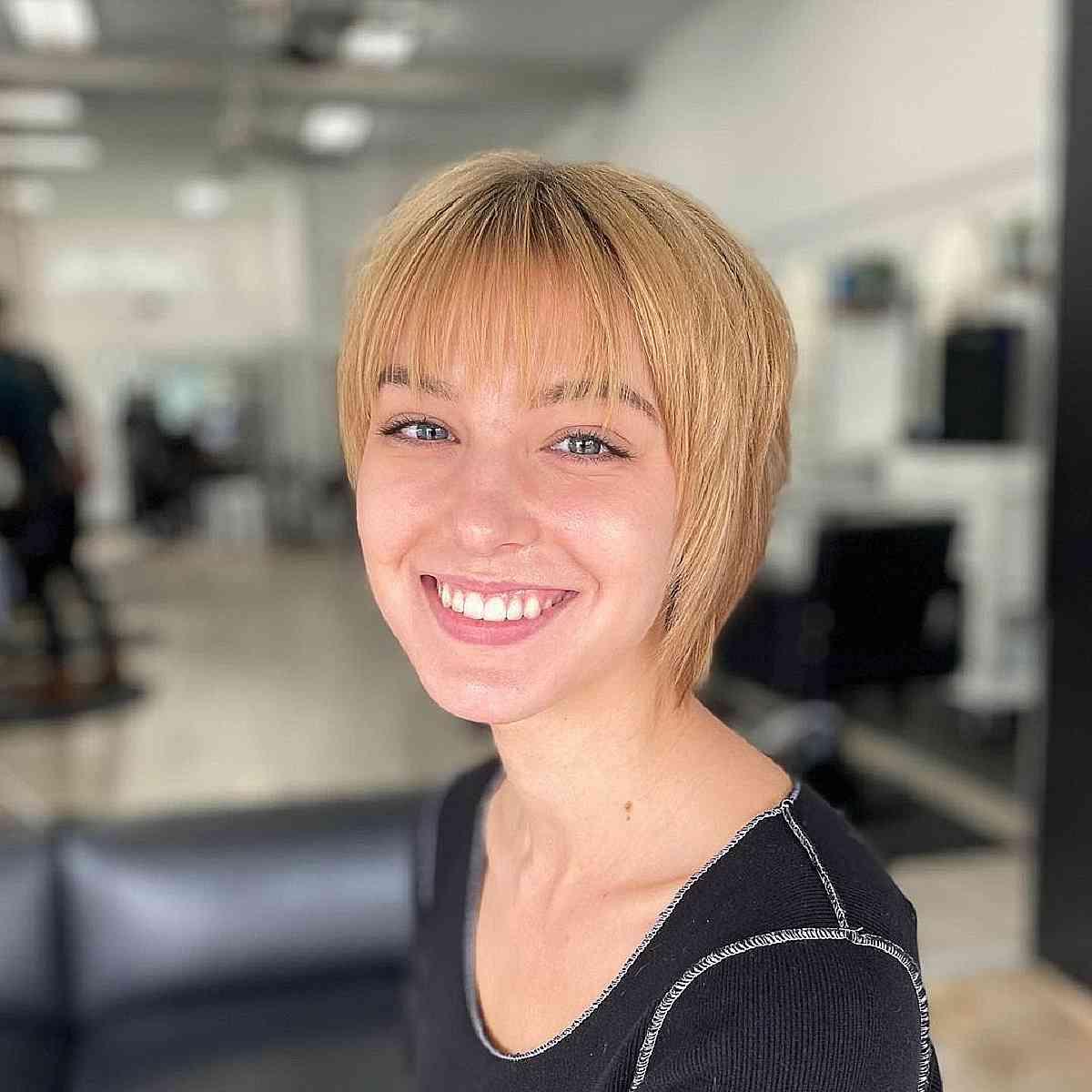 Short Pixie Bob with Wispy Bangs for Straight Hair