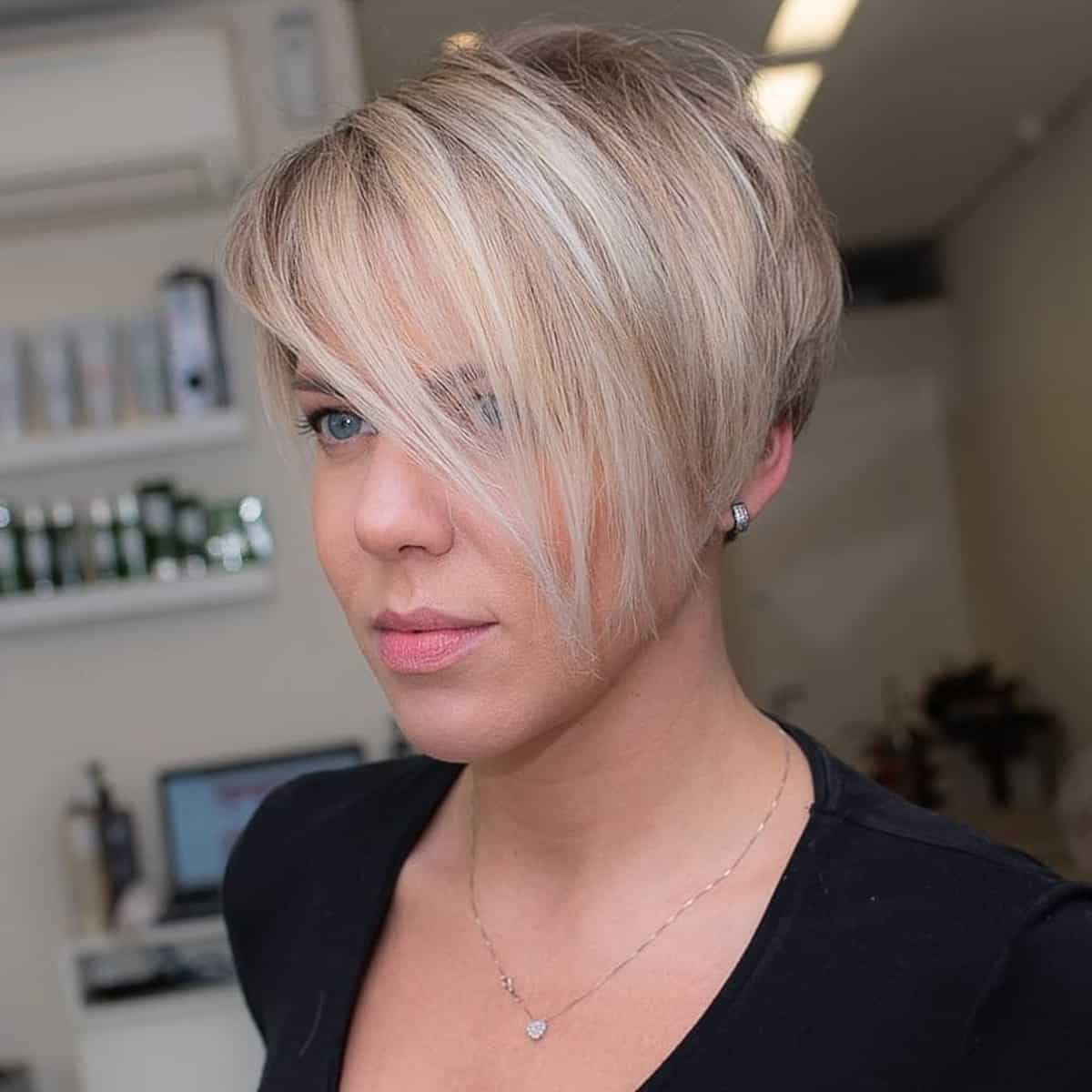 Short Pixie Cut with Super Long Fringe