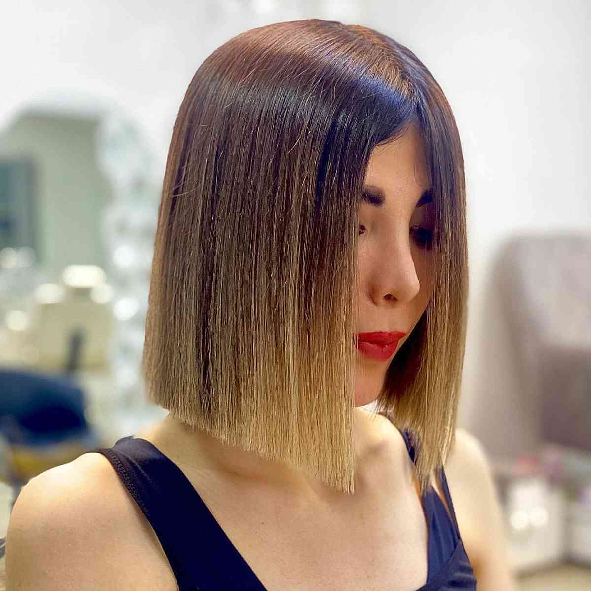 Short Sleek Bob with Ombre for Straight Hair