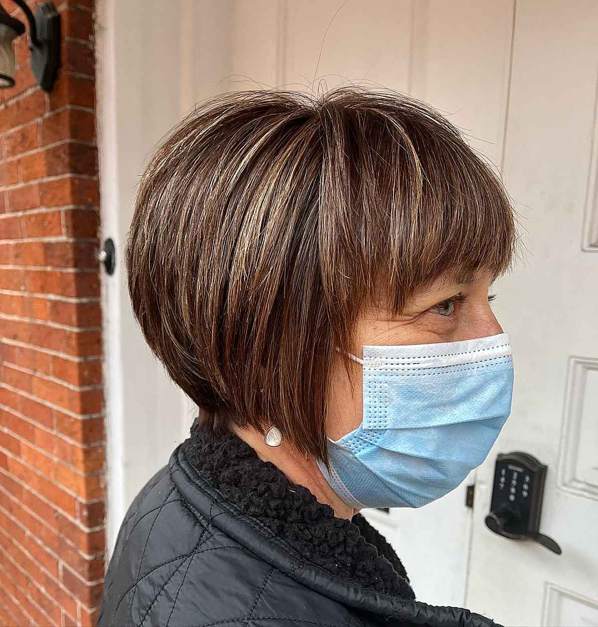 Short Stacked bob with bangs for Women Over 50