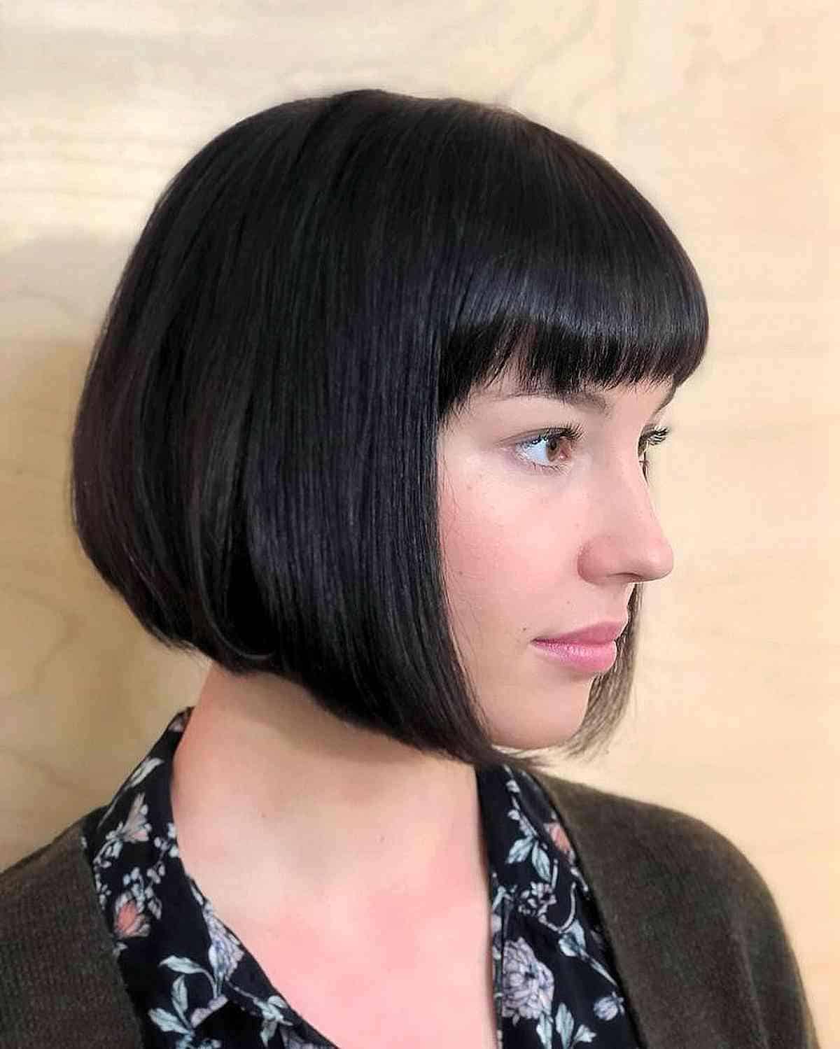 Short Straight Bob with Bangs at the Jawline