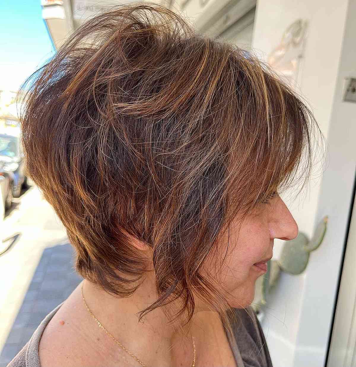 Short Tousled Caramel Light Brown Pixie for Women Over 50