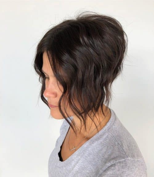 short wavy hair with long bangs