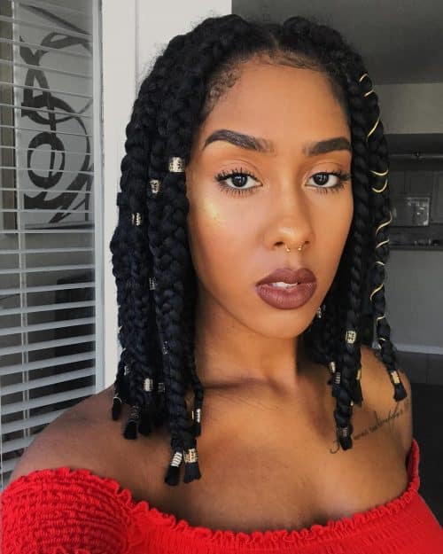 shoulder-length box braids