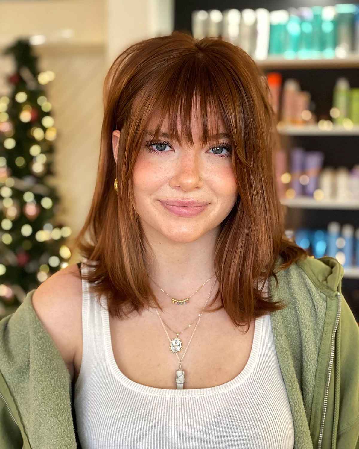 Shoulder-Length Hair with Wispy Bangs