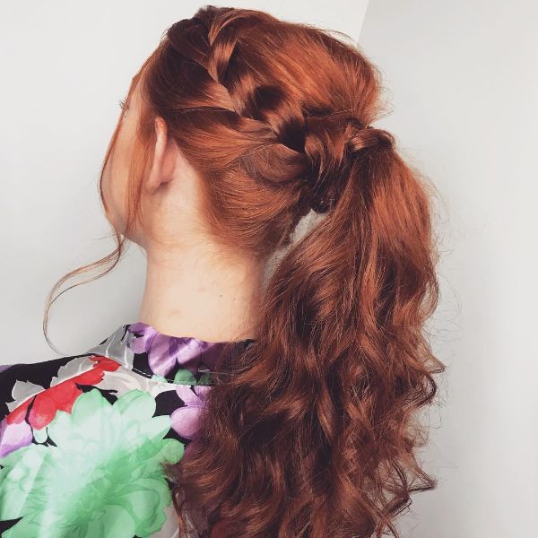 Side Braids with Voluminous Ponytail