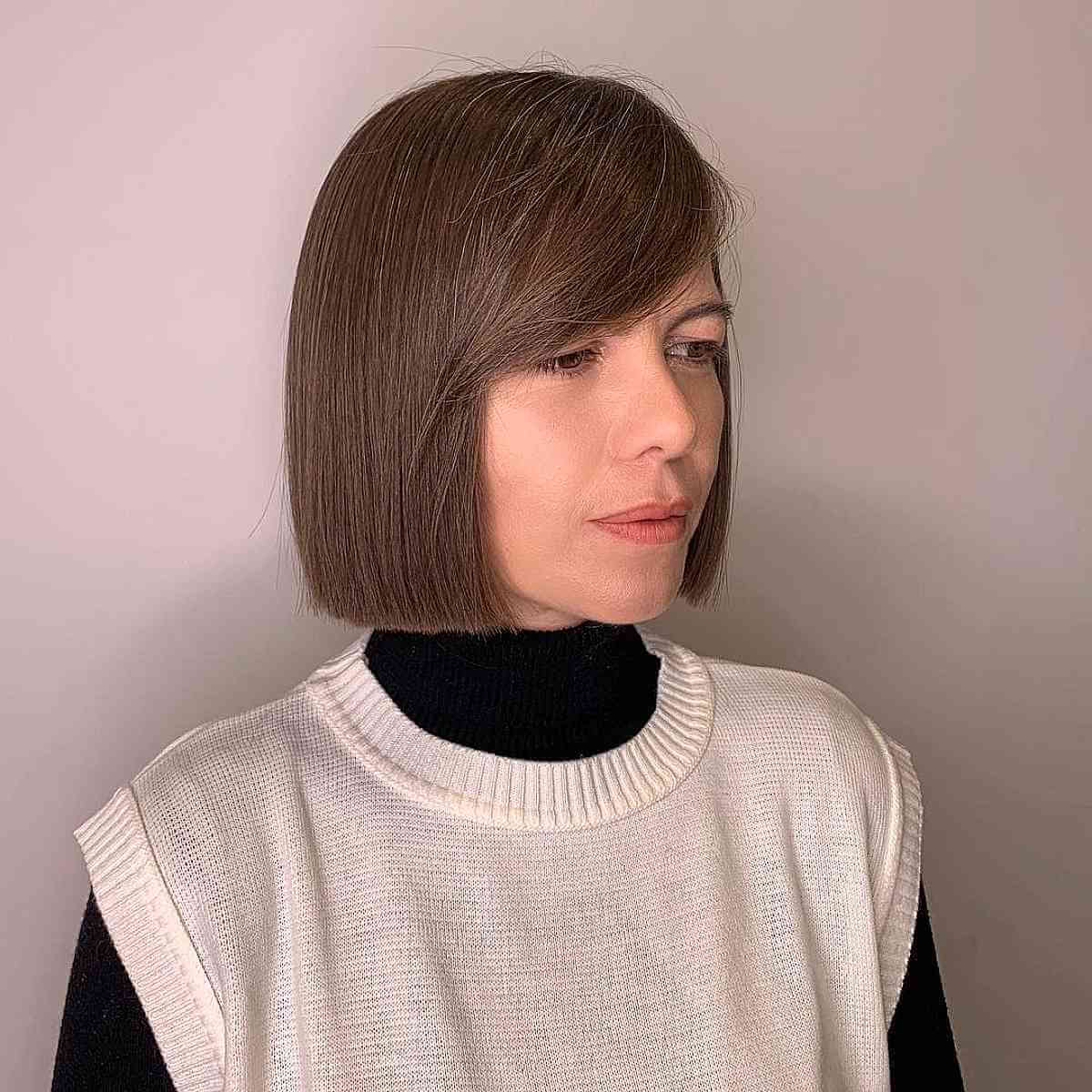 Side Fringe on Short Symmetrical Chin-Length Hair