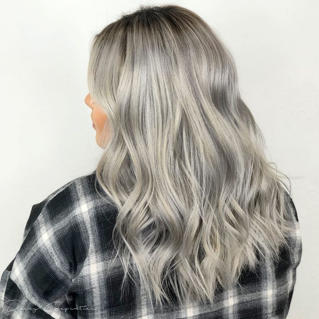 Silver Blonde with Dark Roots