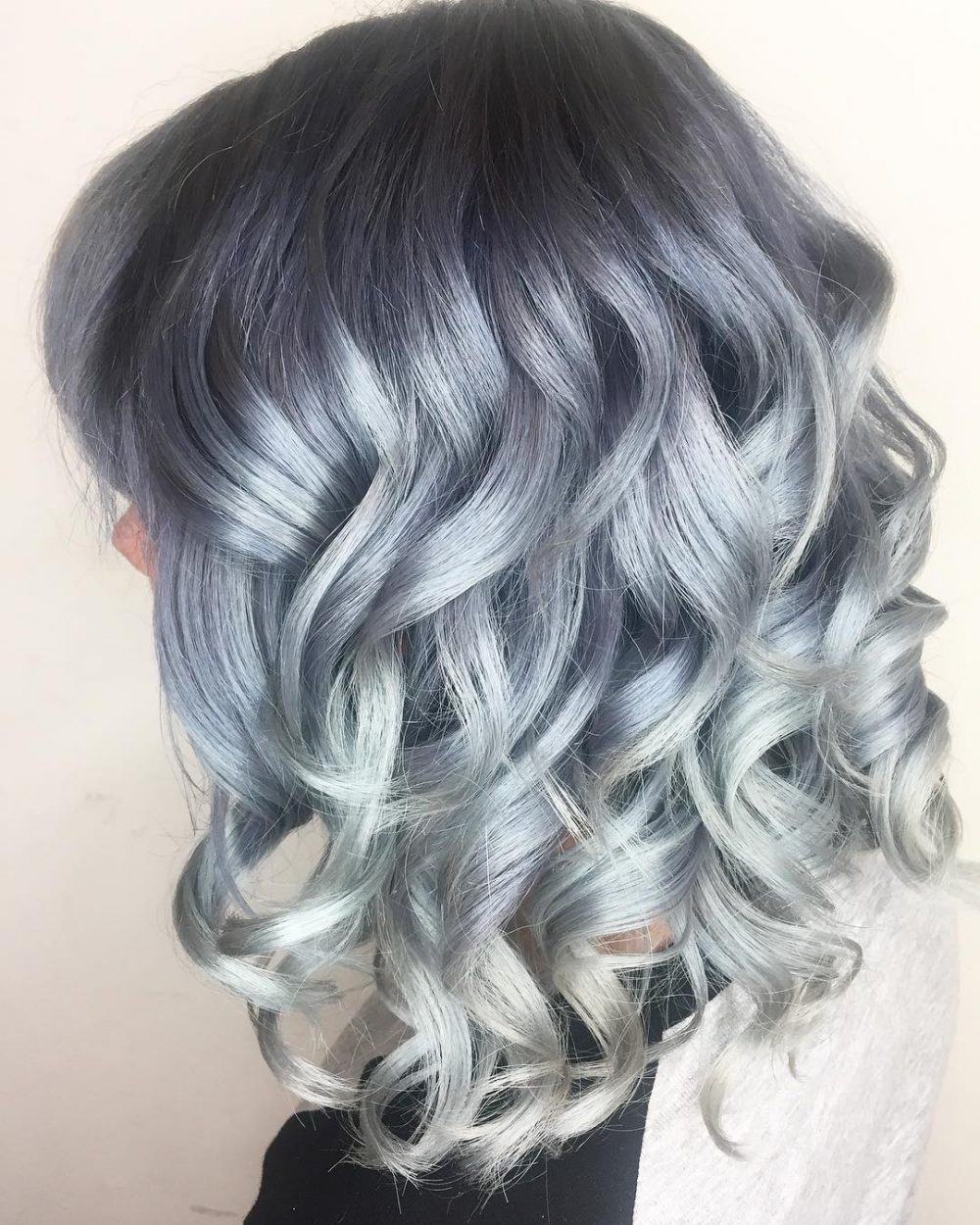 Silver Color Melt for Medium Length Hair Girls