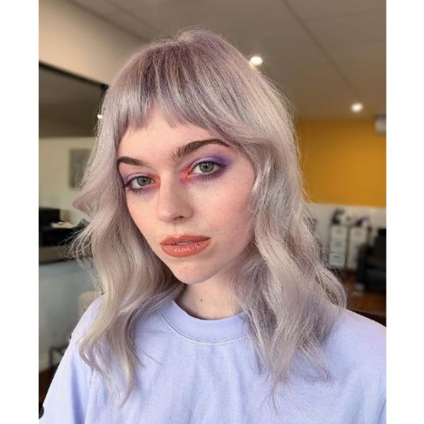 Silver Lilac Haircut With Short Bangs
