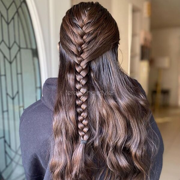 Simple 3-Strand Braid Hairstyle - a woman wearing a black hooded jacket