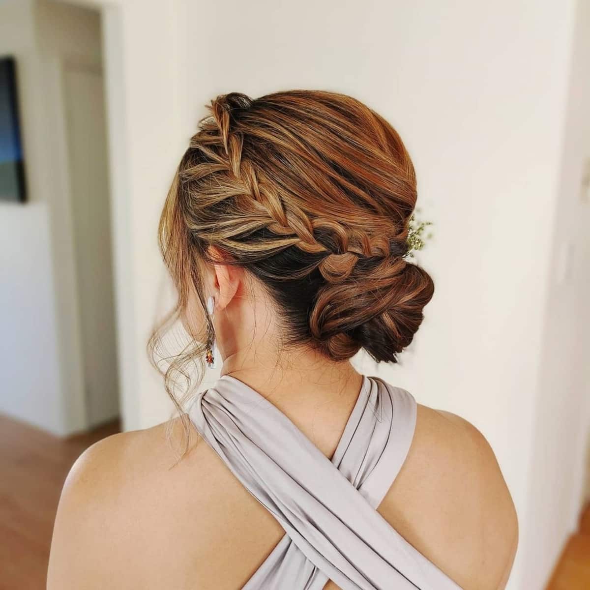 Simple braided bun for long hair