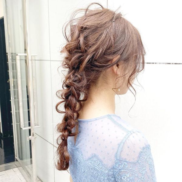 Single Braided Hairstyles For Long Hair with Pulled Out Strands