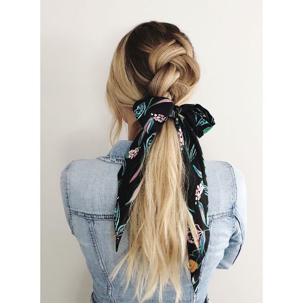 Single Dutch Braid with Ribbon